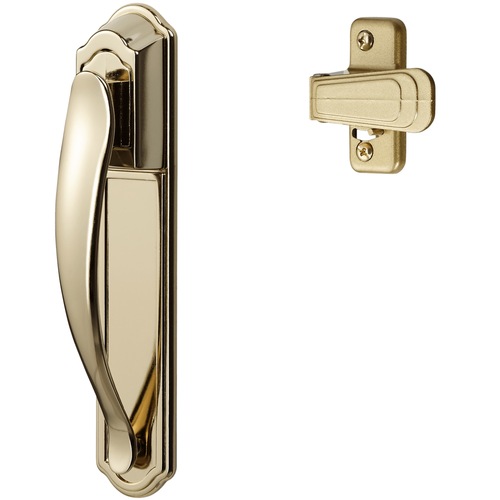 DX Pull Handle Latch Set With Back Plate, Bright Brass