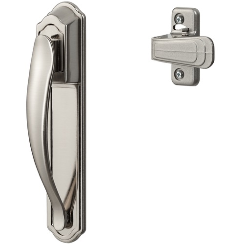 DX Pull Handle Latch Set With Back Plate, Satin Silver