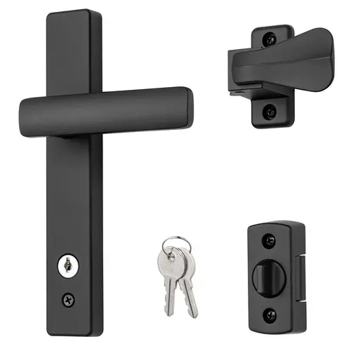 Ideal Security BKEL15MB EL Lever Handle with Keyed Deadbolt - 2 Posts with Tie Down Screw, Matte Black