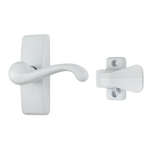 GL Lever Set With Locking Inside Latch, White