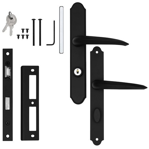 MS Mortise Lever Set With Keyed Deadbolt, Straight Lever, Matte Black