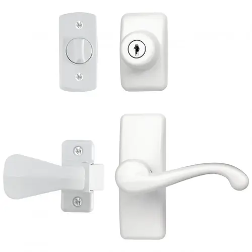 GL Storm Door Lever Set With Keyed Deadbolt Lock,White