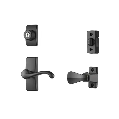 GL Storm Door Lever Set With Keyed Deadbolt Lock, Matte Black