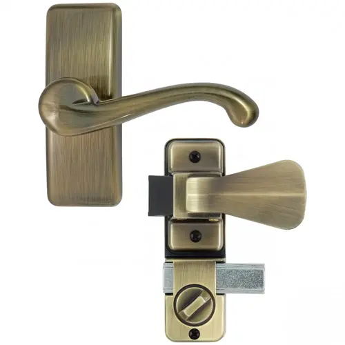 GL Storm Door Lever Set With Deadbolt Lock, Antique Brass