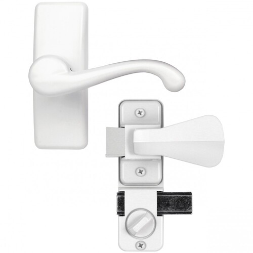 GL Storm Door Lever Set With Deadbolt Lock, White