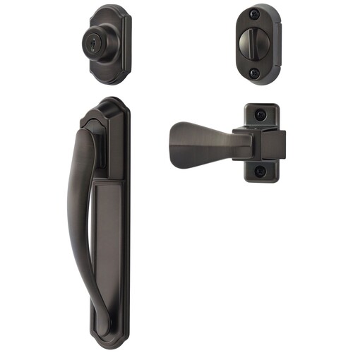 DX Pull Handle Set With Keyed Deadbolt, Oil Rubbed Bronze