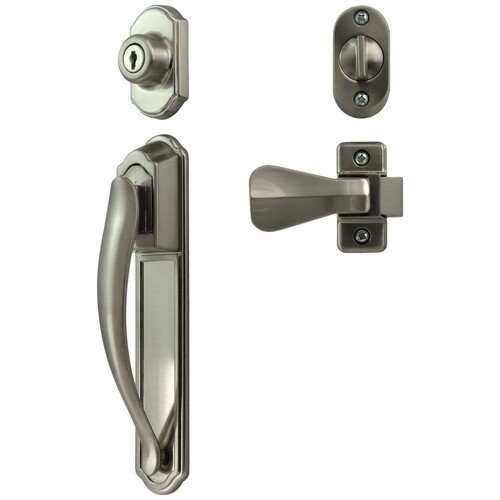 DX Pull Handle Set With Keyed Deadbolt, Satin Nickel