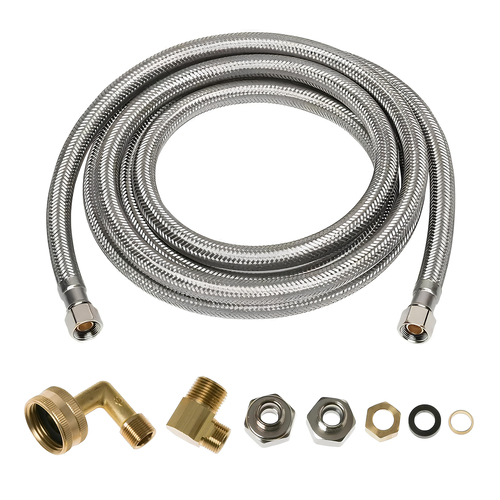 Brixwell 223 Universal Dishwasher Supply Line Kit 5 Ft With Four Appliance Adaptors Silver