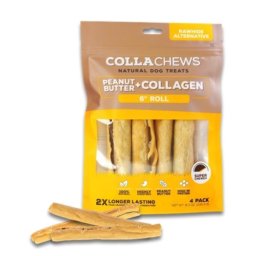 MPet Group 011-1698 PEANUT BUTTER COLLAGEN 6" ROLL 011-1698 pack of 4