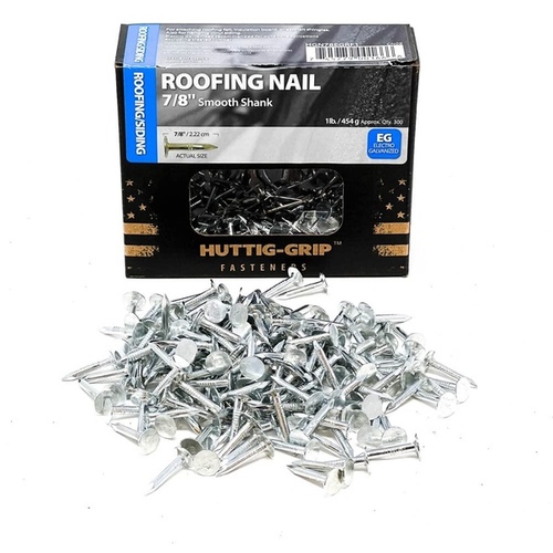 Huttig Building Products 78EGRFG1 Nail - Roofing, 11-Gauge 7/8" - Electro-Galvanized 1-lbs