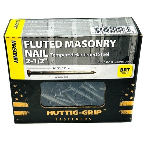 Huttig Building Products HGN212FM5 Nail - Masonry, 9-Gauge 2-1/2" Flute-Shank - Tempered Steel 5-lbs