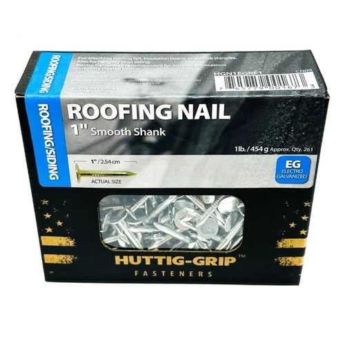 Huttig Building Products 1EGRFG1 Nail - Roofing, 11-Gauge 1" - Electro-Galvanized 1-lbs