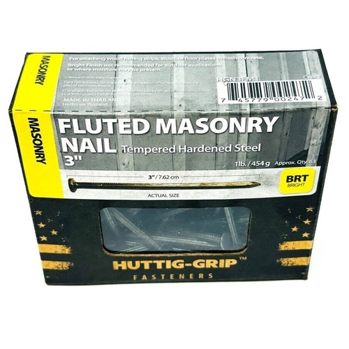 Nail - Masonry, 9-Gauge 3" Flute-Shank - Tempered Steel 5-lbs