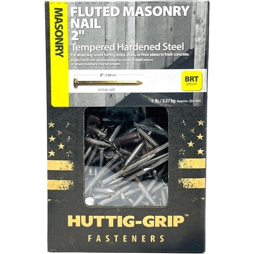 Huttig Building Products 2TFMAS5 Nail - Masonry, 9-Gauge 2" Flute-Shank - Tempered Steel 5-lbs