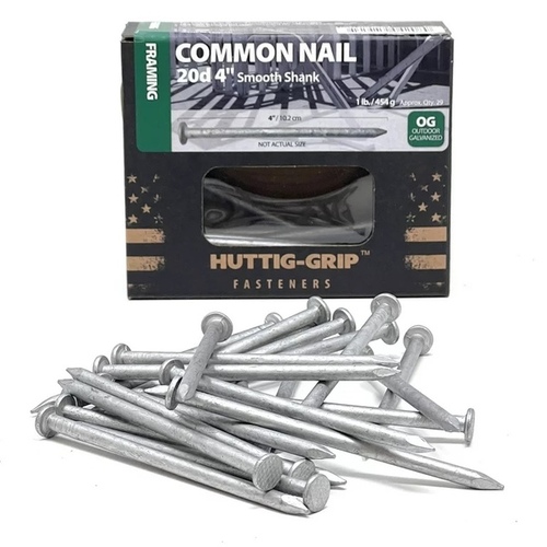 Huttig Building Products HGN20HGC1 Nail - Common, 6-Gauge 4" - Hot Dipped Galvanized 1-lbs