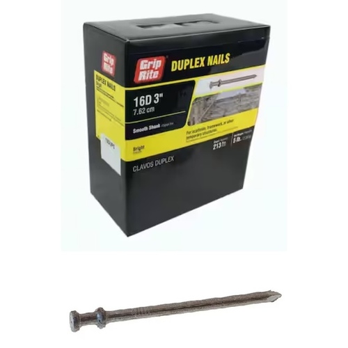 Huttig Building Products 16DUP5 Nail - Duplex, 8-Gauge 3" - Bright Finish 5-lbs