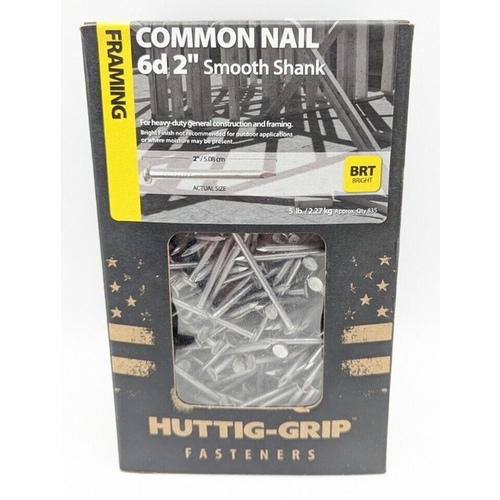 Huttig Building Products 19002322 Nail - Common, 11.5-Gauge 2" - Bright Finish 5-lbs