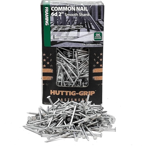 Huttig Building Products 6HGC5 Nail - Common, 11.5-Gauge 2" - Hot Dipped Galvanized 5-lbs