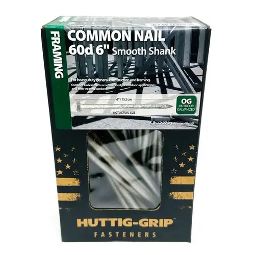 Huttig Building Products 60C2 Nail - Common, 2-Gauge 6" - Bright Finish 5-lbs