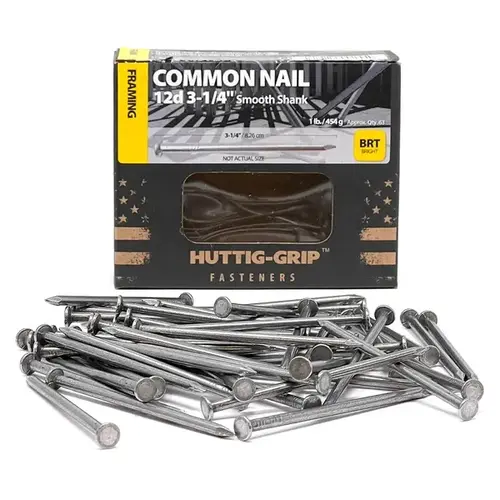 Huttig Building Products 12C1 Nail - Common, 9-Gauge 3-1/4" - Bright Finish 1-lbs