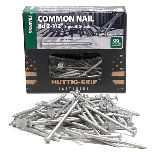 Huttig Building Products 8HGC1 Nail - Common, 10.25-Gauge 2-1/2" - Hot Dipped Galvanized 1-lbs