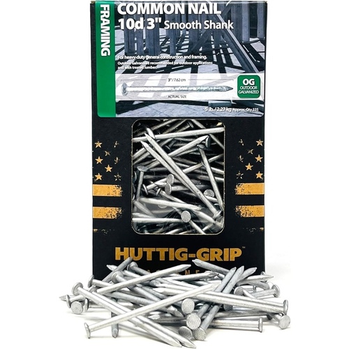 Huttig Building Products HGN10HGC5 Nail - Common, 9-Gauge 3" - Hot Dipped Galvanized 5-lbs