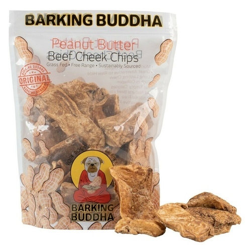 Natural Cravings Pet Treats LLC PB3651BCC Barking Buddha Peanut Butter Beef Cheek Chips - 1 lb Value Bag