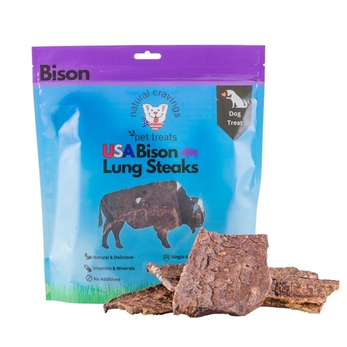 Natural Cravings Pet Treats LLC NC6568BLR USA Bison Lung Steaks - 5 oz Bag