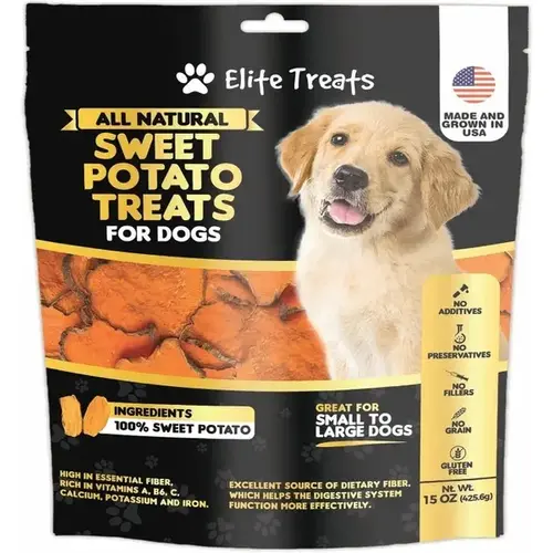 ELITE TREATS, LLC SPD06 Sweet Potato Treats for Dogs - 6 oz Bag