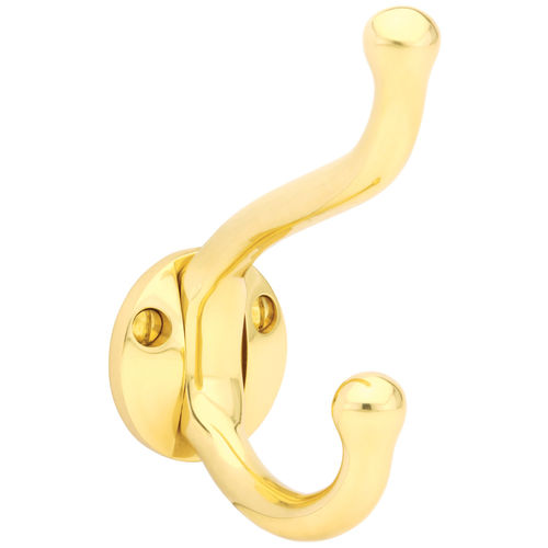 Robe Hook, Bright Brass Finish