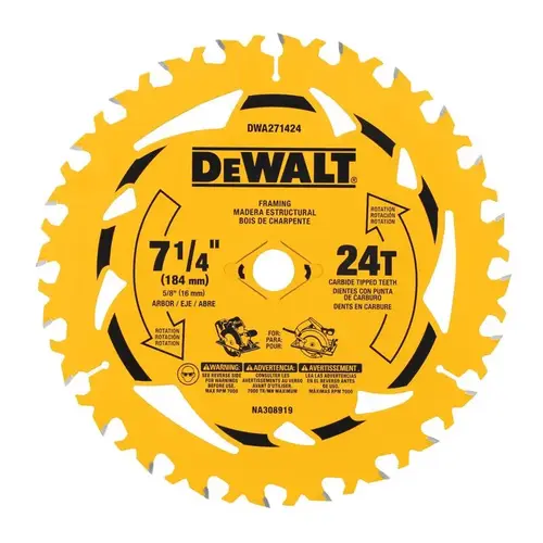 Circular Saw Blade Set 7-1/4" D X 5/8" Tungsten Carbide Tipped 24 teeth