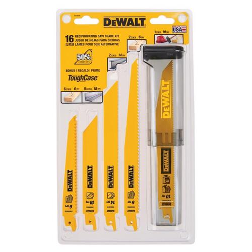 Reciprocating Saw Blade Set Bi-Metal Assorted TPI Yellow