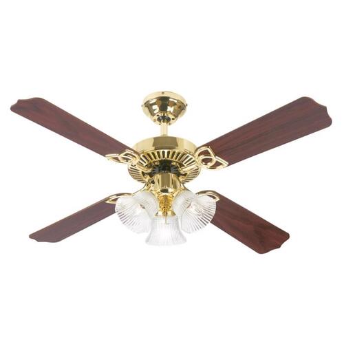 Ceiling Fan 42" Polished Brass Brown LED Indoor Polished Brass