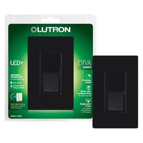 Lutron Dvwcl 153ph Bl Dimmer Switch Diva Black 150 W Rocker Black Buy Now