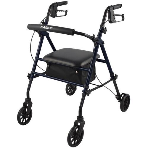 Rolling Walker Step N Rest Blue Aluminum/Plastic 39" H X 22.5" L Blue