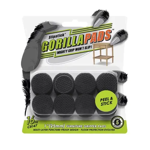 Furniture Gripper Gorillapads 1" W X 1" L Rubber Black Black - pack of 6