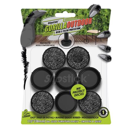 Chair Glide Gorilla Outdoor Black 1-1/2" Push-On Marine Grade Berber Black - pack of 6