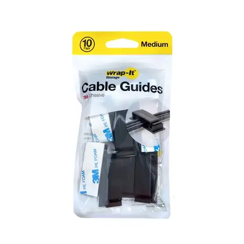 Wrap-It 510-CG-MD-BL Cable Clip 3.38" L Black Plastic Black