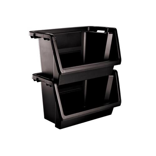 Starplast FG006556 Storage Bin Black 14.4" H X 15.6" W X 28" D Stackable Black