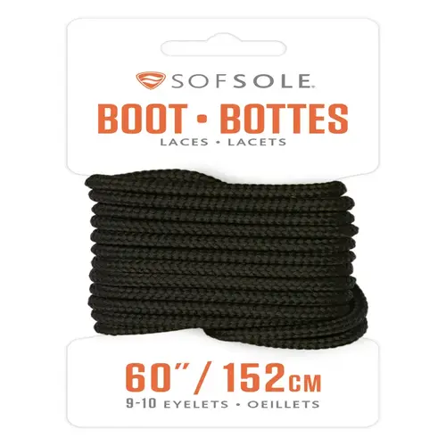 Sofesole 84719 Boot Laces 60" Black Black