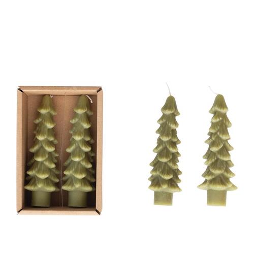 Creative Co-Op XS0434 Candle Green Christmas Tree 5" Green