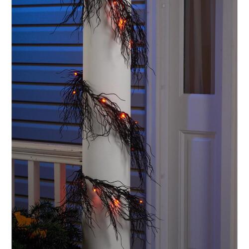 Celebrations 34864-71 Lights Orange 20 ct 6 ft. LED Black Tangled Root Garland