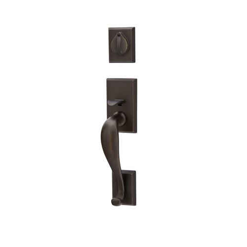 Teton Lever Right Hand 2-3/8" Or 2-3/4" Backset Single Cylinder Rectangular Sectional Sandcast Tubular Handleset Medium Bronze Finish