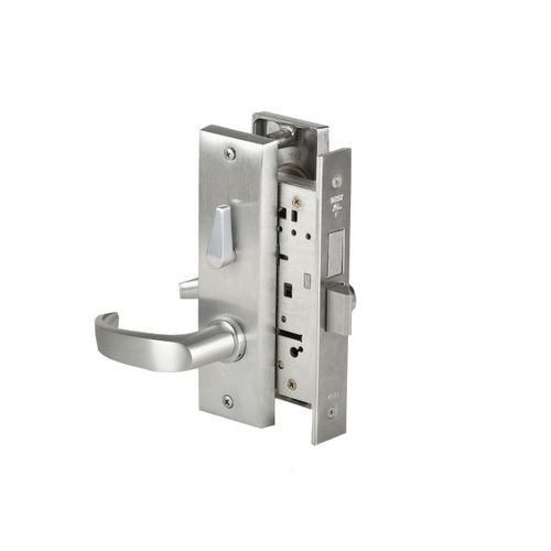 Mortise Lock 7 Pin Dormitory 14 Lever with H Rose Left Hand Satin Chrome Finish