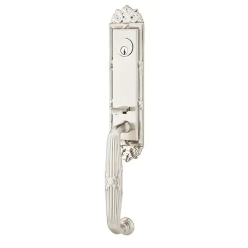 Geneva Left Hand 2-3/8" Or 2-3/4" Backset Single Cylinder Ribbon & Reed Lever Tubular Handleset Satin Nickel Finish