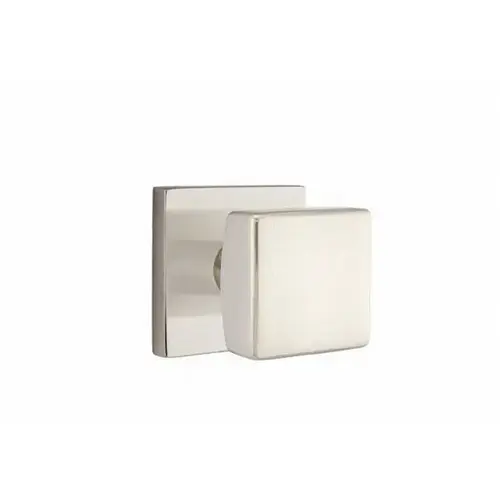 Square Knob Passage with Square Rose Satin Nickel Finish