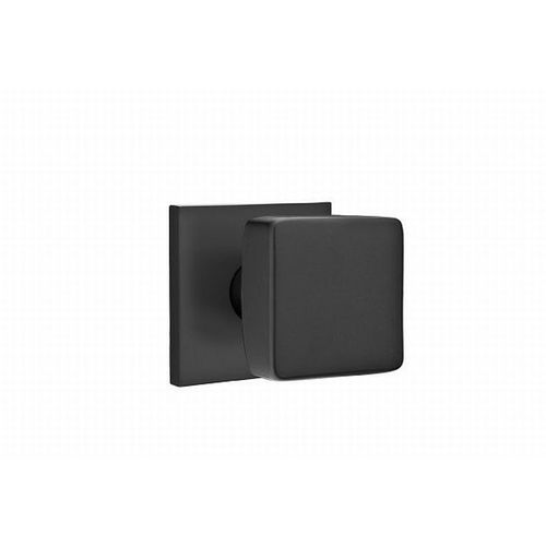 Square Knob Passage with Square Rose Flat Black Finish