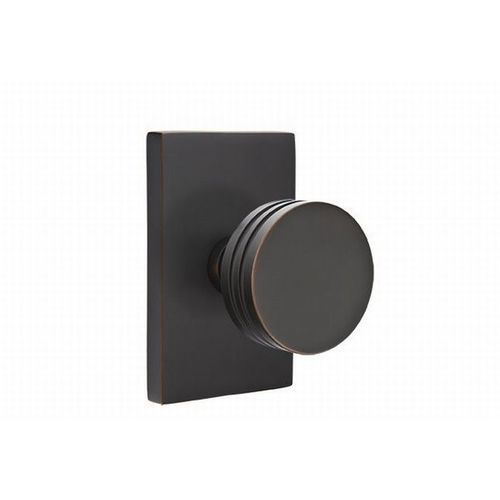 Bern Knob Dummy Pair With Modern Rectangular Rose Oil Rubbed Bronze Finish