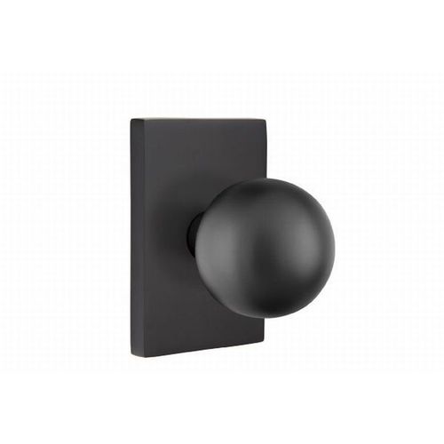 Orb Knob Privacy With Modern Rectangular Rose Flat Black Finish