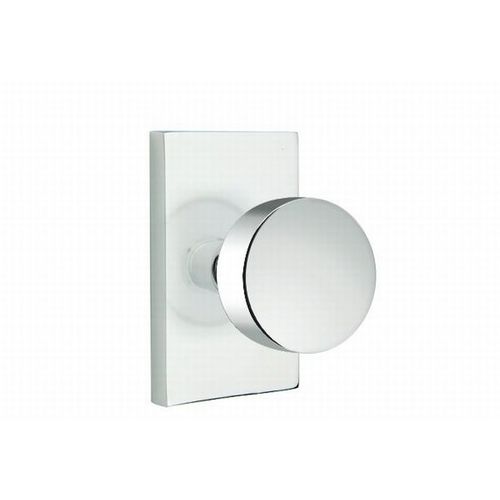 Round Knob Privacy With Modern Rectangular Rose Bright Chrome Finish